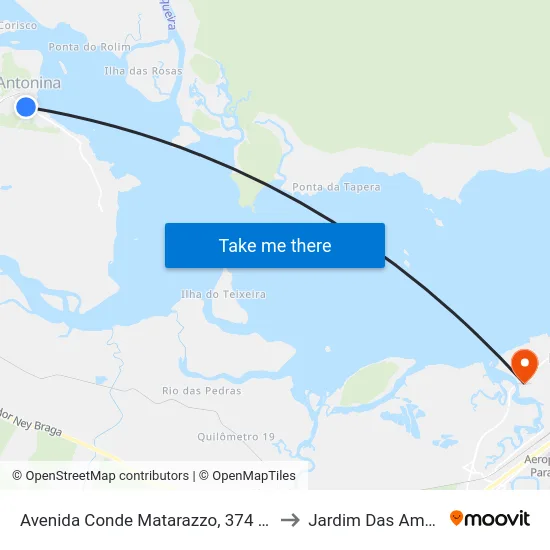Avenida Conde Matarazzo, 374 - Praça  Setembrino Alves to Jardim Das Américas-Curitiba map