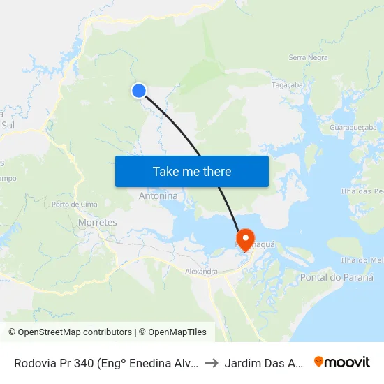 Rodovia Pr 340 (Engº Enedina Alves Marques) - Mercearia Da Cida to Jardim Das Américas-Curitiba map