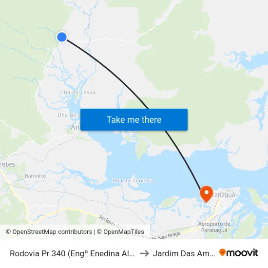 Rodovia Pr 340 (Engº Enedina Alves Marques)  - Trevo Pr 405 to Jardim Das Américas-Curitiba map