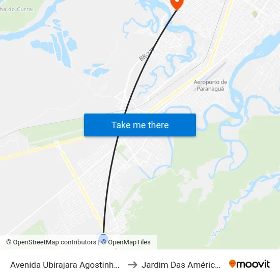 Avenida Ubirajara Agostinho Ramos, 323 to Jardim Das Américas-Curitiba map