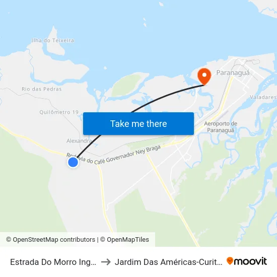 Estrada Do Morro Inglês to Jardim Das Américas-Curitiba map