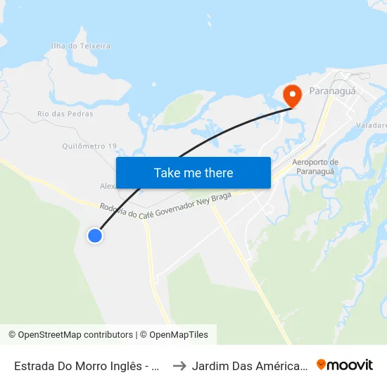 Estrada Do Morro Inglês - Morro Inglês to Jardim Das Américas-Curitiba map