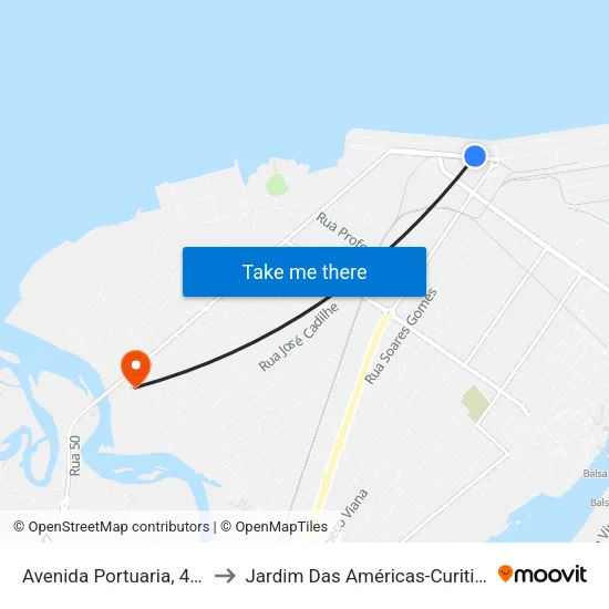 Avenida Portuaria, 420 to Jardim Das Américas-Curitiba map