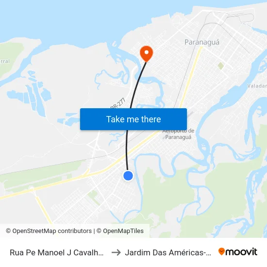 Rua Pe Manoel J Cavalheiro, 548 to Jardim Das Américas-Curitiba map