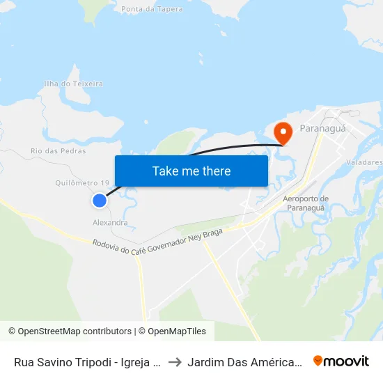 Rua Savino Tripodi - Igreja Adventista to Jardim Das Américas-Curitiba map