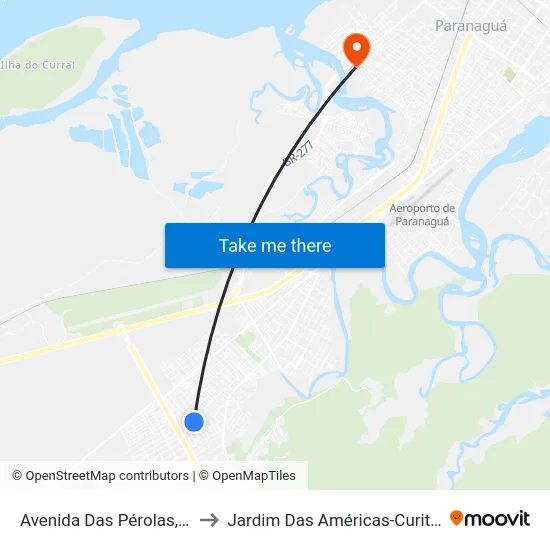 Avenida Das Pérolas, 15 to Jardim Das Américas-Curitiba map