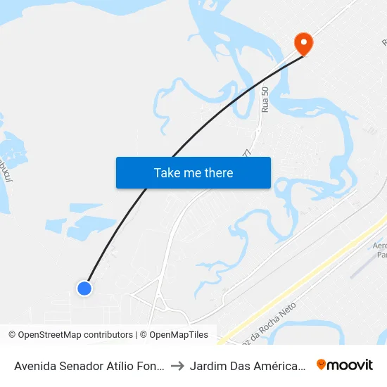 Avenida Senador Atílio Fontana, 1810 to Jardim Das Américas-Curitiba map