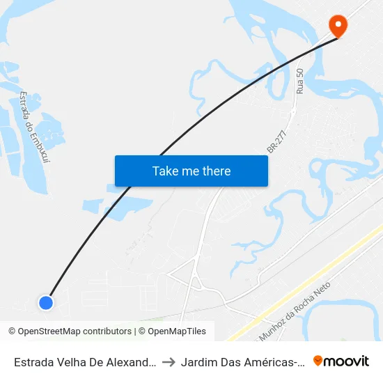 Estrada Velha De Alexandra, 1993 to Jardim Das Américas-Curitiba map