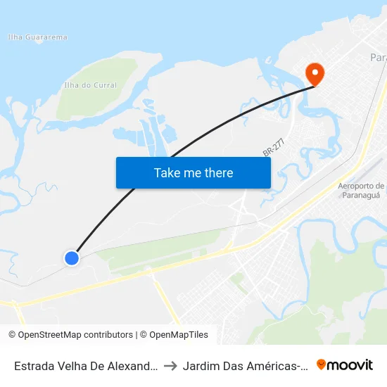 Estrada Velha De Alexandra, 4717 to Jardim Das Américas-Curitiba map