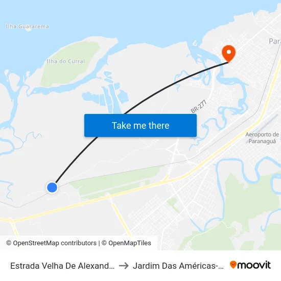 Estrada Velha De Alexandra, 4718 to Jardim Das Américas-Curitiba map