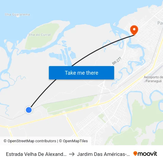 Estrada Velha De Alexandra, 4936 to Jardim Das Américas-Curitiba map