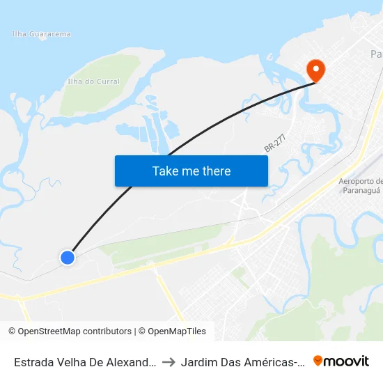 Estrada Velha De Alexandra, 4935 to Jardim Das Américas-Curitiba map