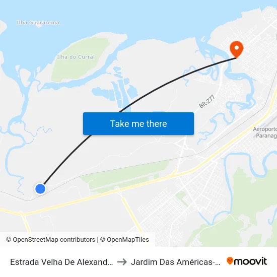 Estrada Velha De Alexandra, 5514 to Jardim Das Américas-Curitiba map