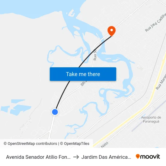 Avenida Senador Atílio Fontana, 2789 to Jardim Das Américas-Curitiba map