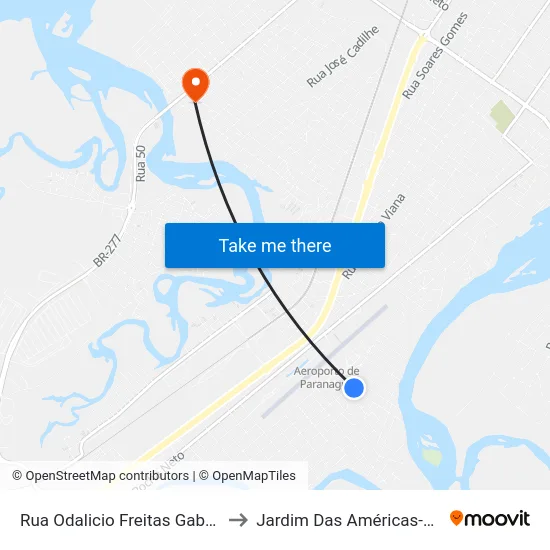 Rua Odalicio Freitas Gabriel, 546 to Jardim Das Américas-Curitiba map