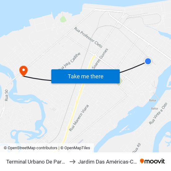 Terminal Urbano De Paranaguá to Jardim Das Américas-Curitiba map
