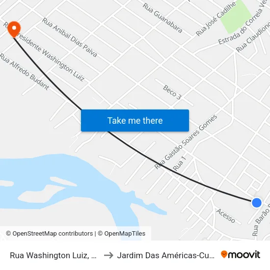 Rua Washington Luiz, 1402 to Jardim Das Américas-Curitiba map