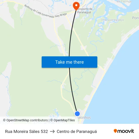 Rua Moreira Sáles 532 to Centro de Paranaguá map