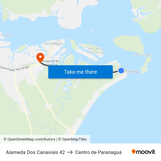Alameda Dos Canaviais 42 to Centro de Paranaguá map