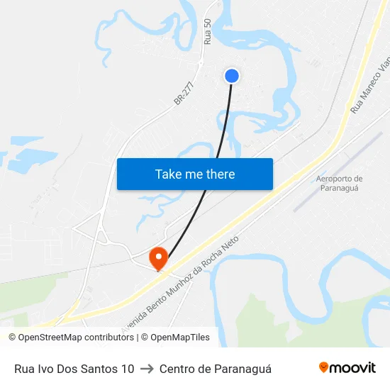 Rua Ivo Dos Santos 10 to Centro de Paranaguá map