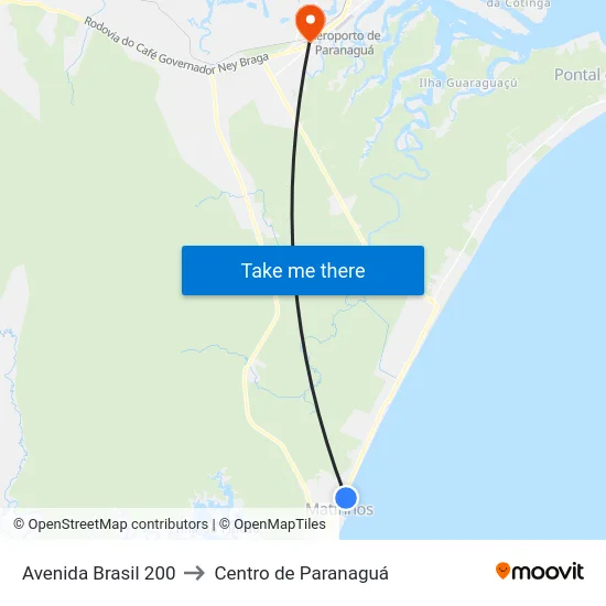 Avenida Brasil 200 to Centro de Paranaguá map