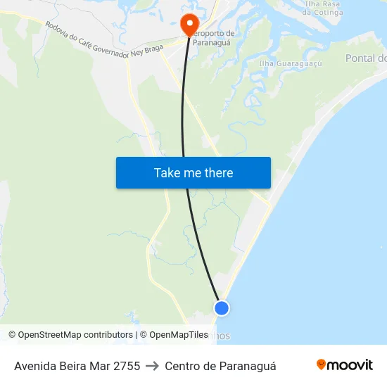 Avenida Beira Mar 2755 to Centro de Paranaguá map