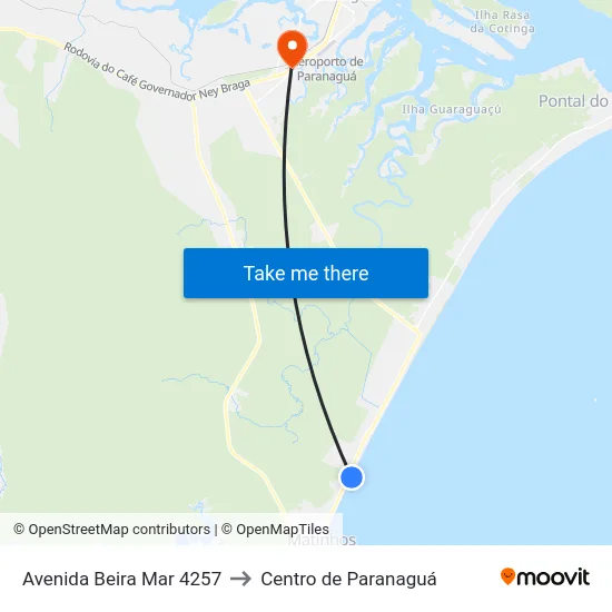 Avenida Beira Mar 4257 to Centro de Paranaguá map