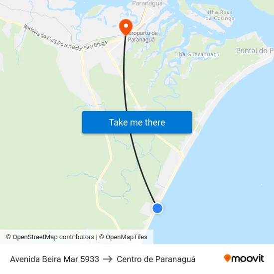 Avenida Beira Mar 5933 to Centro de Paranaguá map
