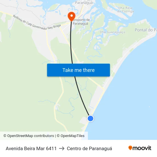 Avenida Beira Mar 6411 to Centro de Paranaguá map