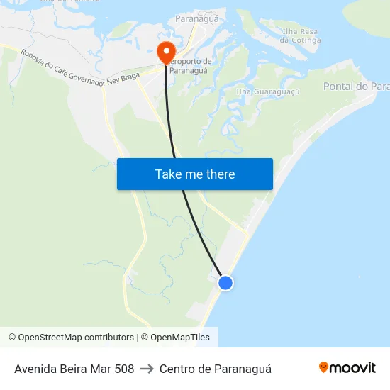 Avenida Beira Mar 508 to Centro de Paranaguá map