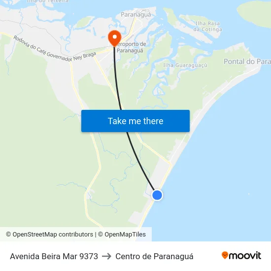 Avenida Beira Mar 9373 to Centro de Paranaguá map