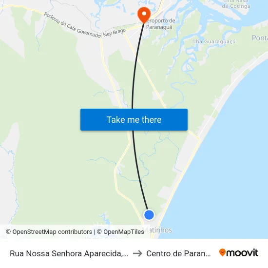 Rua Nossa Senhora Aparecida, 1005 to Centro de Paranaguá map