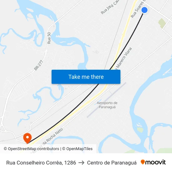 Rua Conselheiro Corrêa, 1286 to Centro de Paranaguá map