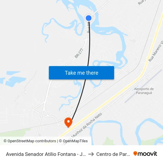 Avenida Senador Atílio Fontana - Jardim Figueira to Centro de Paranaguá map