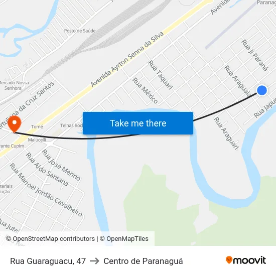 Rua Guaraguacu, 47 to Centro de Paranaguá map