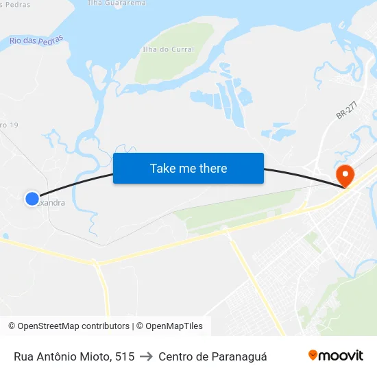 Rua Antônio Mioto, 515 to Centro de Paranaguá map