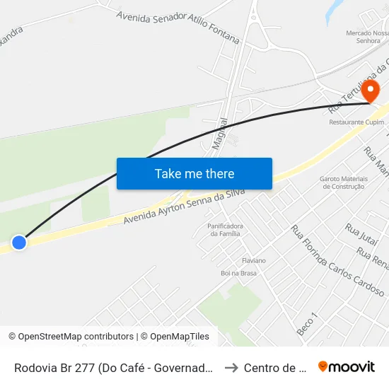 Rodovia Br 277 (Do Café - Governador Ney Braga) Martini Meat to Centro de Paranaguá map