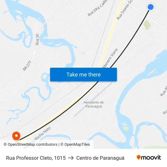 Rua Professor Cleto, 1015 to Centro de Paranaguá map