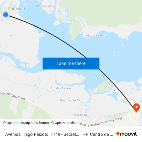 Avenida Tiago Peixoto, 1149 - Secretária De Planejamento E Obras to Centro de Paranaguá map