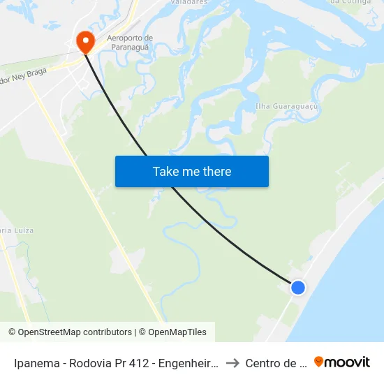 Ipanema - Rodovia Pr 412 - Engenheiro Darci Gomes De Morais, 5310 to Centro de Paranaguá map