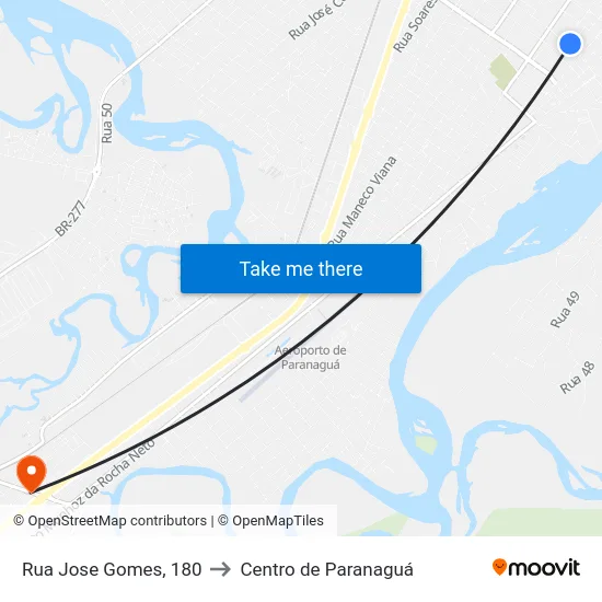 Rua Jose Gomes, 180 to Centro de Paranaguá map