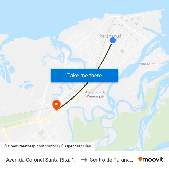 Avenida Coronel Santa Rita, 1322 to Centro de Paranaguá map
