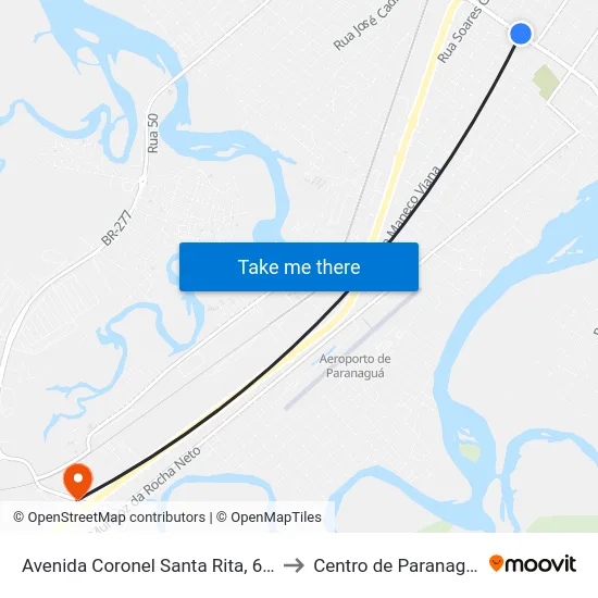 Avenida Coronel Santa Rita, 662 to Centro de Paranaguá map