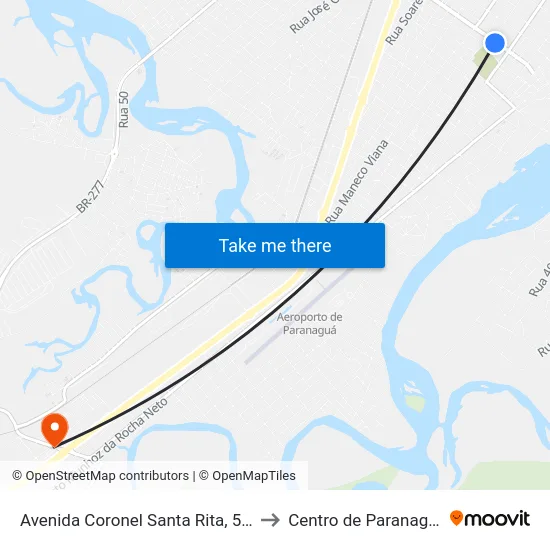 Avenida Coronel Santa Rita, 537 to Centro de Paranaguá map