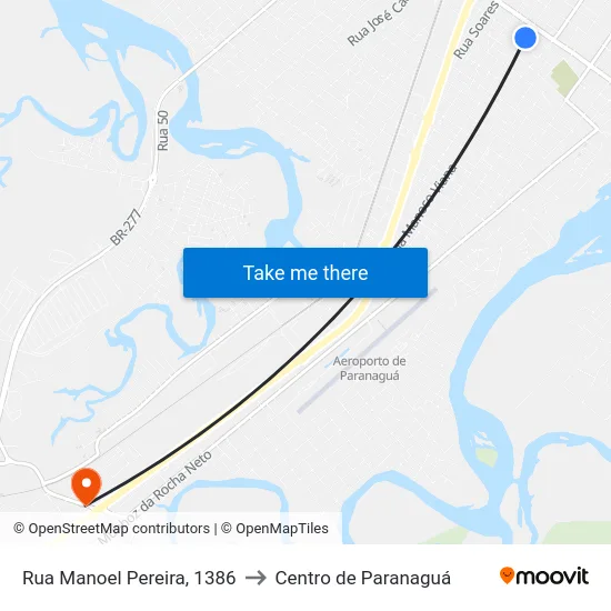 Rua Manoel Pereira, 1386 to Centro de Paranaguá map