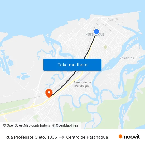 Rua Professor Cleto, 1836 to Centro de Paranaguá map