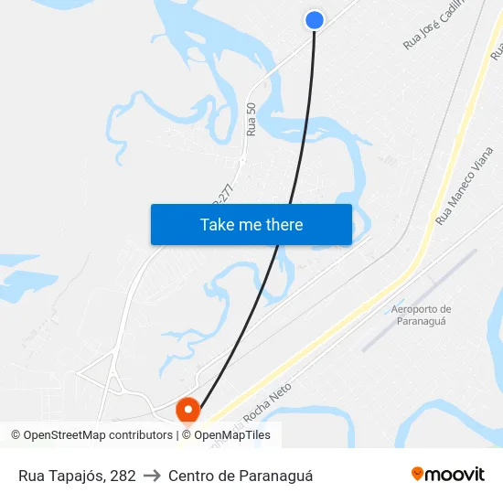 Rua Tapajós, 282 to Centro de Paranaguá map