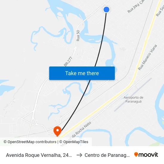 Avenida Roque Vernalha, 2463 to Centro de Paranaguá map