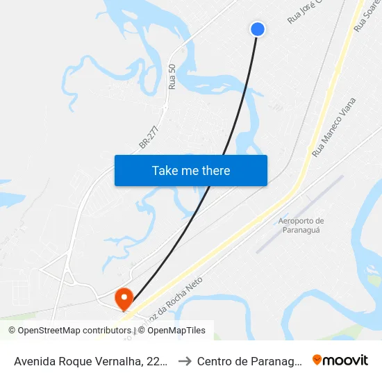 Avenida Roque Vernalha, 2250 to Centro de Paranaguá map