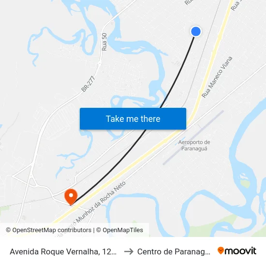 Avenida Roque Vernalha, 1293 to Centro de Paranaguá map